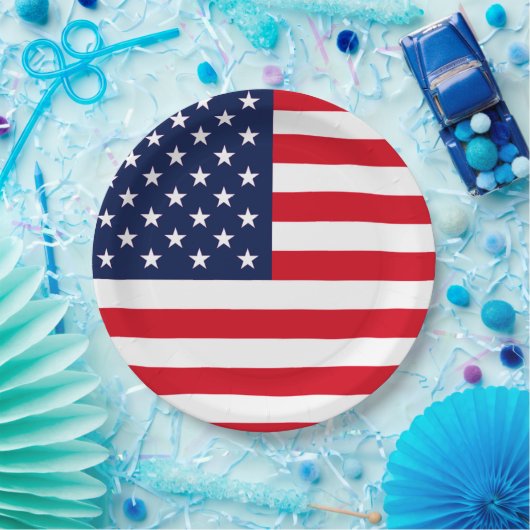 Amerikaanse vlag papieren bordje (Feest)