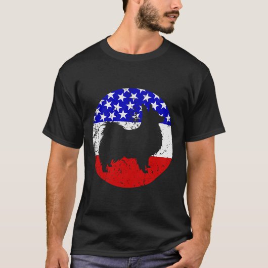 Amerikaanse vlag Papillon hond T-shirt (Voorkant)
