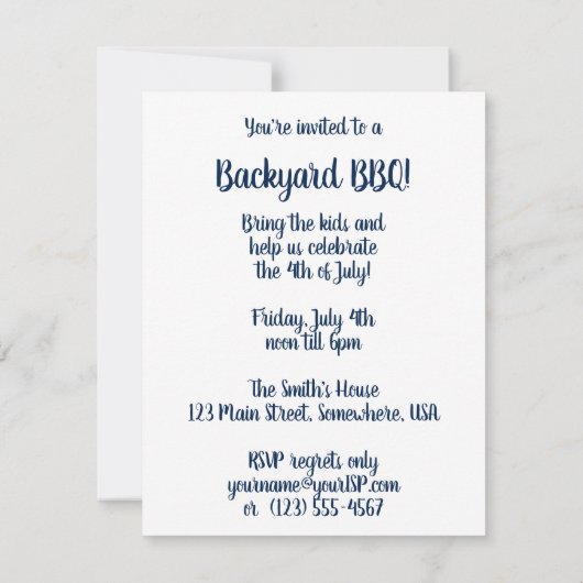 Amerikaanse vlag, partijuitnodiging Kaart (Achterkant)