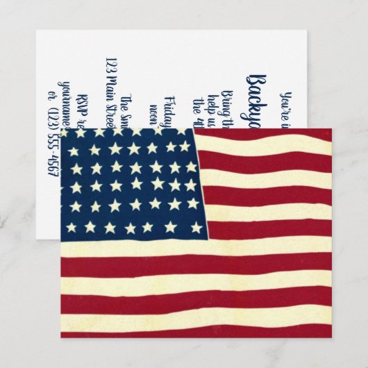 Amerikaanse vlag, partijuitnodiging Kaart (Voorkant / Achterkant)