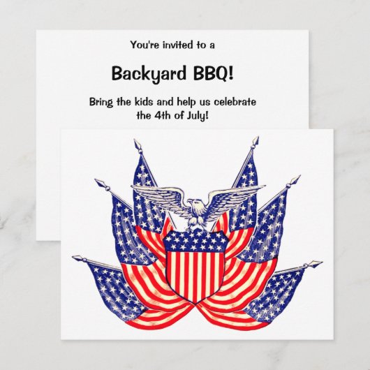  Amerikaanse vlag, partijuitnodiging Kaart (Voorkant / Achterkant)