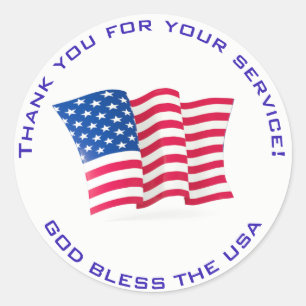 Amerikaanse vlag Pas je eigen tekst aan Ronde Sticker