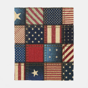 Amerikaanse vlag, patchwork naadloos patroon. fleece deken