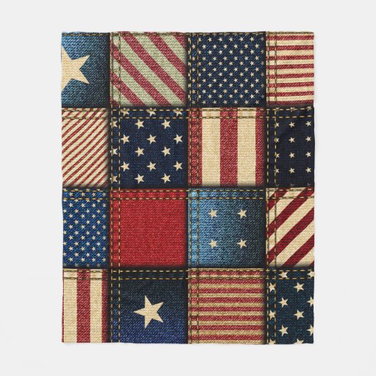 Amerikaanse vlag, patchwork naadloos patroon. fleece deken (Voorkant)