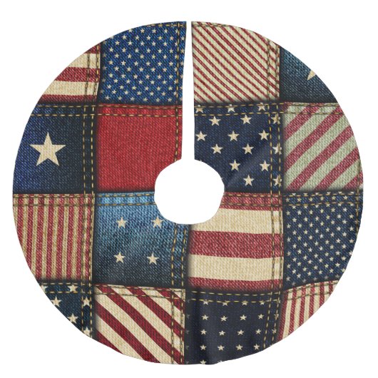 Amerikaanse vlag, patchwork naadloos patroon. kerstboom rok (Voorkant)