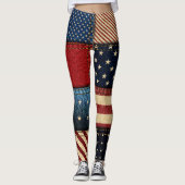 Amerikaanse vlag, patchwork naadloos patroon. leggings (Voorkant)