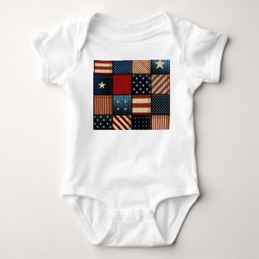 Amerikaanse vlag, patchwork naadloos patroon. romper (Voorkant)