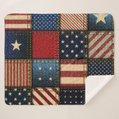 Amerikaanse vlag, patchwork naadloos patroon. sherpa deken (Voorkant (horizontaal))