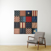 Amerikaanse vlag, patchwork naadloos patroon. wandkleed (In Situ (horizontaal))