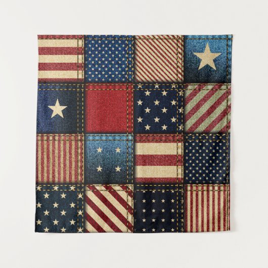 Amerikaanse vlag, patchwork naadloos patroon. wandkleed (Voorkant)