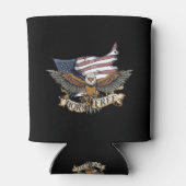 Amerikaanse vlag Patriotic Bald Eagle Geboren vrij Blikjeskoeler (Achterkant)