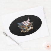 Amerikaanse vlag Patriotic Bald Eagle Geboren vrij Ovale Sticker (Envelop)