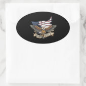 Amerikaanse vlag Patriotic Bald Eagle Geboren vrij Ovale Sticker (Tas)