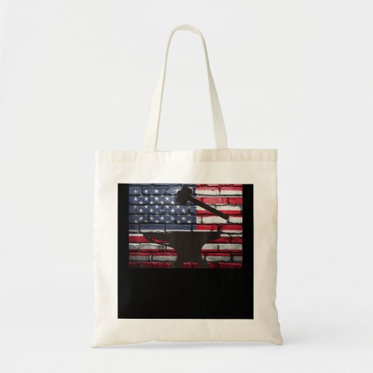 Amerikaanse vlag  Patriotic Blacksmith Anvil Tote Bag (Voorkant)