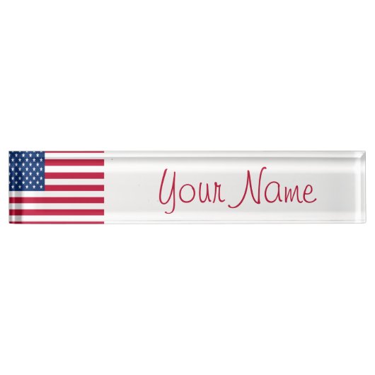 Amerikaanse Vlag Patriotic Custom Desk Name Bord Naambordje (Voorkant)