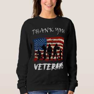 Amerikaanse vlag Patriotic Dank u veteranen voor V Trui