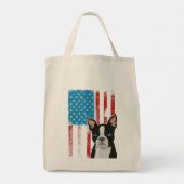 Amerikaanse vlag - Patriotic Dog Boston Terrier P Tote Bag (Achterkant)