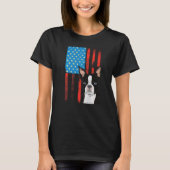 Amerikaanse vlag Patriotic Dog Boston Terrier T-shirt (Voorkant)