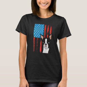Amerikaanse vlag Patriotic Dog Boston Terrier T-shirt