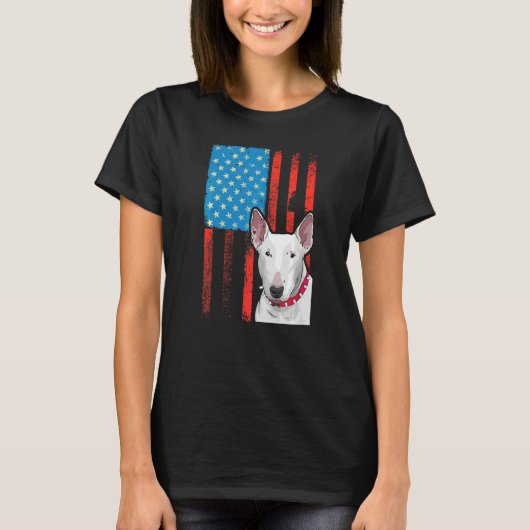 Amerikaanse vlag Patriotic Dog Bull Terrier T-shirt (Voorkant)