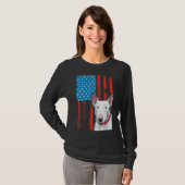 Amerikaanse vlag Patriotic Dog Bull Terrier T-shirt (Voorkant volledig)