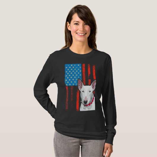 Amerikaanse vlag Patriotic Dog Bull Terrier T-shirt (Voorkant volledig)