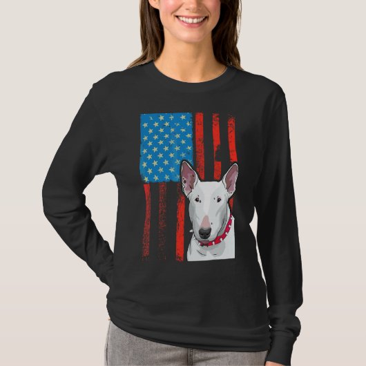 Amerikaanse vlag Patriotic Dog Bull Terrier T-shirt (Voorkant)