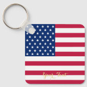 Amerikaanse vlag Patriotic Faux Gold Monogramed Sleutelhanger (Voorkant)