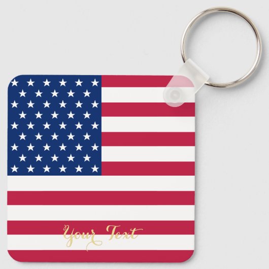 Amerikaanse vlag Patriotic Faux Gold Monogramed Sleutelhanger (Achterkant)