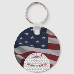 Amerikaanse vlag Patriotic Golfer's Gift Sleutelhanger