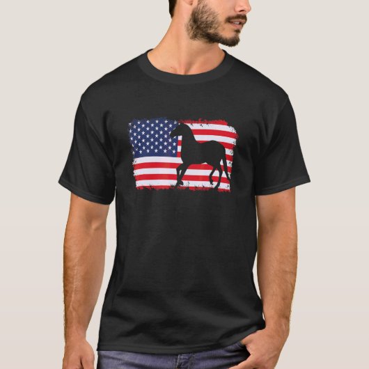 Amerikaanse vlag Patriotic Horseback Riding T-shirt (Voorkant)