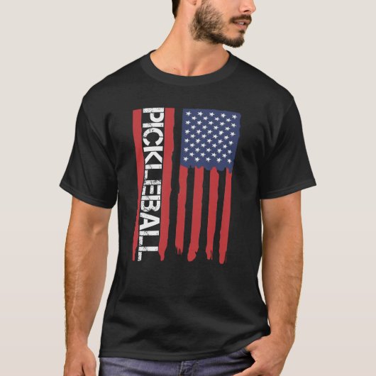 Amerikaanse vlag Patriotic Pickleball T-shirt (Voorkant)