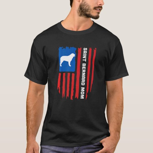 Amerikaanse vlag Patriotic Saint Bernard Mam T-shirt (Voorkant)