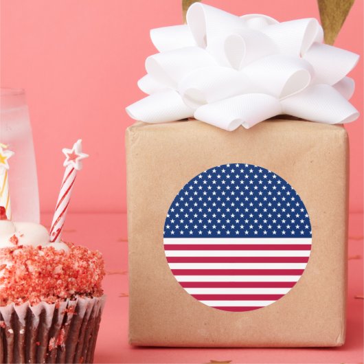 Amerikaanse vlag Patriotic Stars Stripes Big Round Ronde Sticker (Feest)