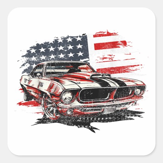 Amerikaanse vlag Patriotic Vierkante Sticker (Voorkant)