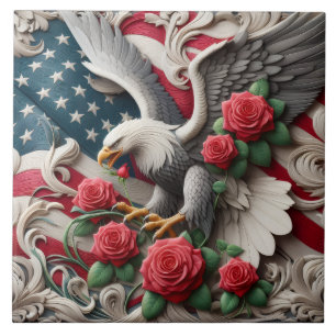 Amerikaanse Vlag Patriotische Adelaar Keramische T Tegeltje
