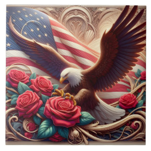 Amerikaanse Vlag Patriotische Adelaar Keramische T Tegeltje