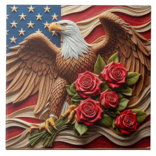 Amerikaanse Vlag Patriotische Adelaar Keramische T Tegeltje
