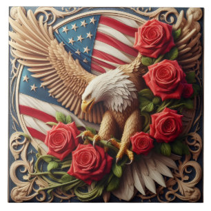 Amerikaanse Vlag Patriotische Adelaar Keramische T Tegeltje