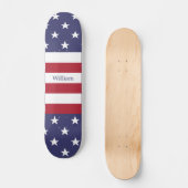 Amerikaanse vlag Patriottic Custom Name Blue Red W Persoonlijk Skateboard (Voorkant)