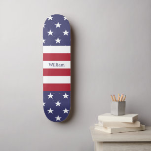 Amerikaanse vlag Patriottic Custom Name Blue Red W Persoonlijk Skateboard