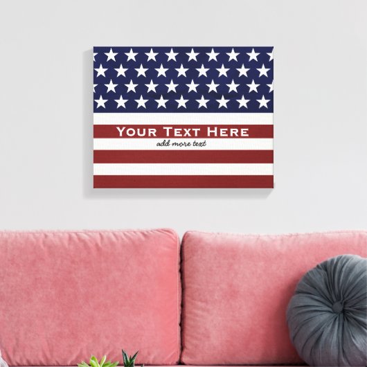 Amerikaanse Vlag Patriottic Juli 4 de Douane Canvas Afdruk (Insitu (Woonkamer))