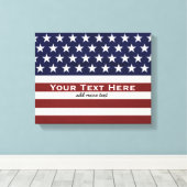 Amerikaanse Vlag Patriottic Juli 4 de Douane Canvas Afdruk (Insitu (Houten vloer))