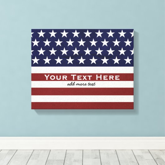 Amerikaanse Vlag Patriottic Juli 4 de Douane Canvas Afdruk (Insitu (Houten vloer))