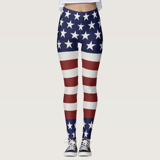 Amerikaanse Vlag Patriottic Juli 4 de Douane Leggings (Voorkant)