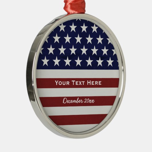 Amerikaanse Vlag Patriottic Juli 4 de Douane Metalen Ornament (Rechts)