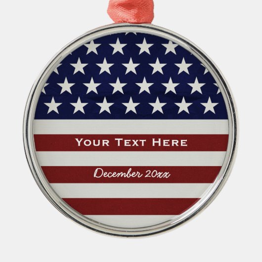 Amerikaanse Vlag Patriottic Juli 4 de Douane Metalen Ornament (Voorkant)