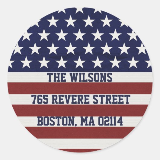 Amerikaanse Vlag Patriottic Juli 4 de Douane Ronde Sticker (Voorkant)