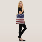 Amerikaanse Vlag Patriottic Juli 4 de Douane Tote Bag (Op model)
