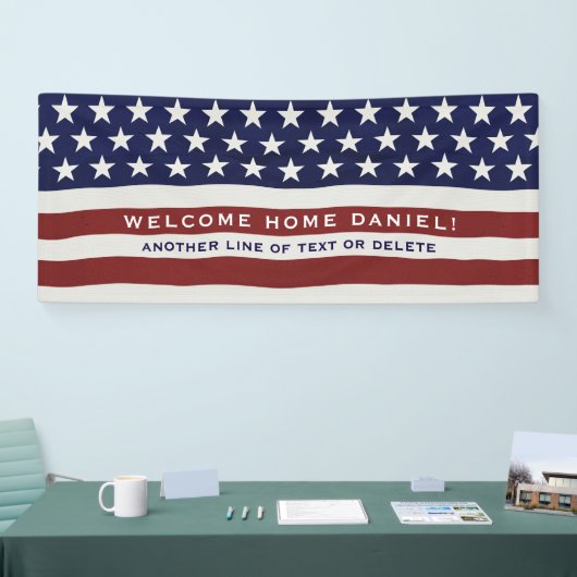 Amerikaanse Vlag Patriottic Juli 4e Welkome Thuis Spandoek (Beurs)